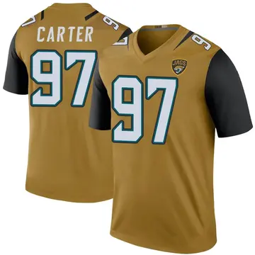 Men's Andre Carter Jacksonville Jaguars Legend Gold Color Rush Bold Jersey