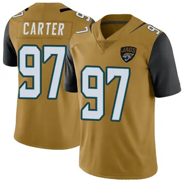 Men's Andre Carter Jacksonville Jaguars Limited Gold Color Rush Vapor Untouchable Jersey