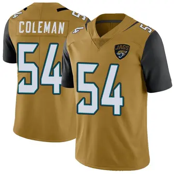 Men's DJ Coleman Jacksonville Jaguars Limited Gold Color Rush Vapor Untouchable Jersey