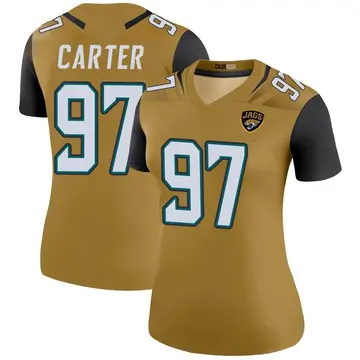 Women's Andre Carter Jacksonville Jaguars Legend Gold Color Rush Bold Jersey