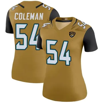 Women's DJ Coleman Jacksonville Jaguars Legend Gold Color Rush Bold Jersey