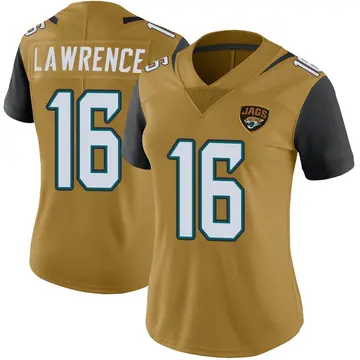 Women's Trevor Lawrence Jacksonville Jaguars Limited Gold Color Rush Vapor Untouchable Jersey